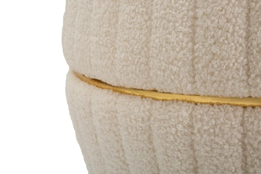 Puff Mauro Ferretti Iceland Plus Ø 50X52 cm, Crem/Auriu