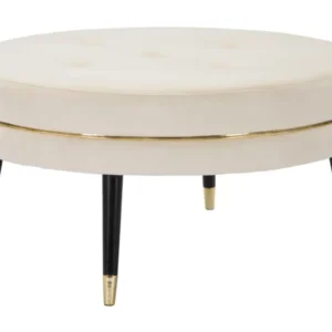 Puff Mauro Ferretti Paris Xxl Crema/Gold Ø 90X46 cm, Crem/Negru / Auriu