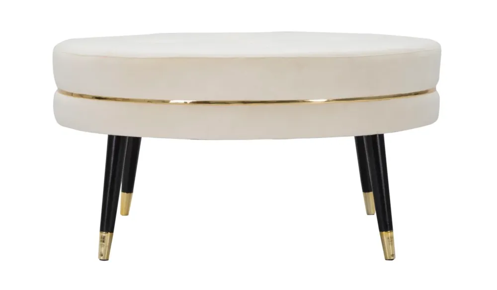 Puff Mauro Ferretti Paris Xxl Crema/Gold Ø 90X46 cm, Crem/Negru / Auriu