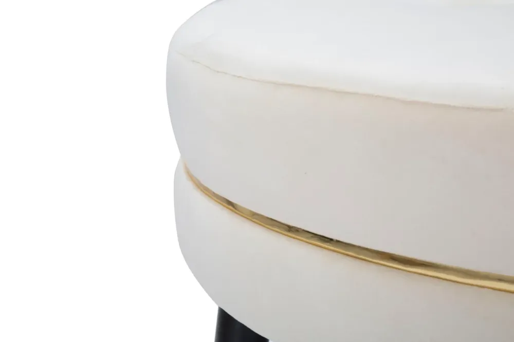 Puff Mauro Ferretti Paris Xxl Crema/Gold Ø 90X46 cm, Crem/Negru / Auriu