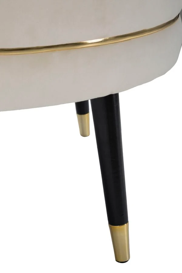 Puff Mauro Ferretti Paris Xxl Crema/Gold Ø 90X46 cm, Crem/Negru / Auriu