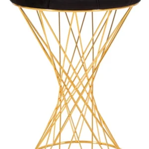 Puff Mauro Ferretti Tower Black Ø 41X50 cm, Auriu/Negru