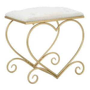 Taburet Mauro Ferretti Heart Crema 50X37,5X51,5 cm, Auriu/Roz