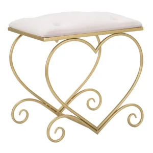 Taburet Mauro Ferretti Heart Rosa 50X37,5X51,5 cm, Auriu/Crem