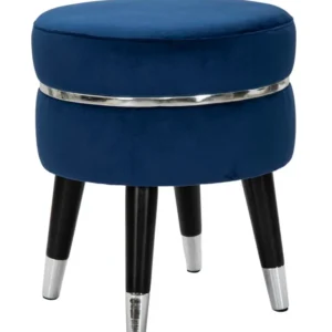 Taburet Mauro Ferretti Paris Blu/Silver Ø 35X40,5 cm, Albastru/Negru/ Argintiu