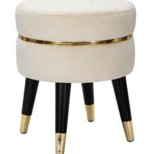 Taburet Mauro Ferretti Paris Crema/Gold Ø 35X40,5 cm, Crem/Negru / Auriu