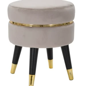 Taburet Mauro Ferretti Paris Grigio/Gold Ø 35X40,5 cm, Gri/ Negru / Auriu