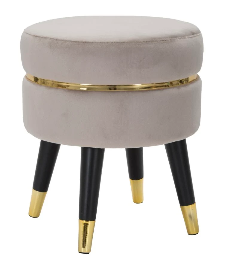 Taburet Mauro Ferretti Paris Grigio/Gold Ø 35X40,5 cm, Gri/ Negru / Auriu