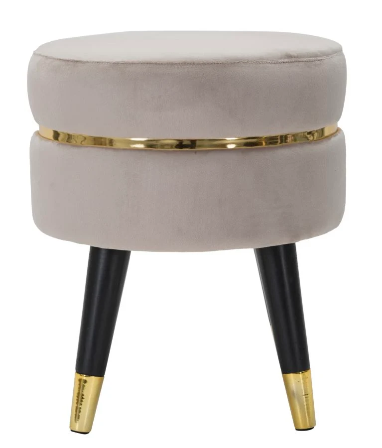 Taburet Mauro Ferretti Paris Grigio/Gold Ø 35X40,5 cm, Gri/ Negru / Auriu