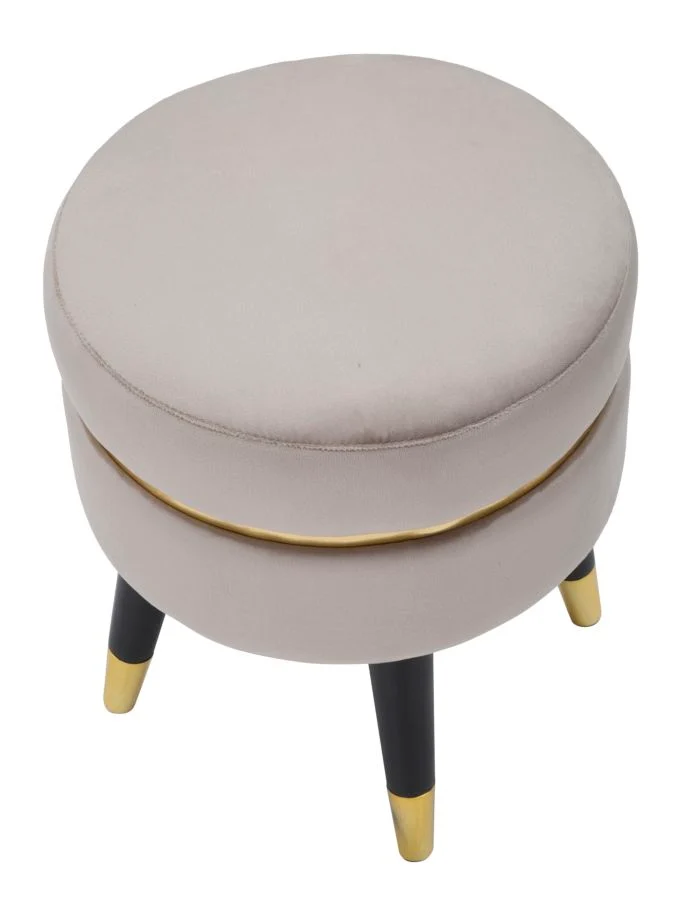 Taburet Mauro Ferretti Paris Grigio/Gold Ø 35X40,5 cm, Gri/ Negru / Auriu