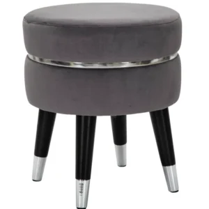 Taburet Mauro Ferretti Paris Grigio/Silver Ø 35X40,5 cm, Gri/ Negru/ Argintiu
