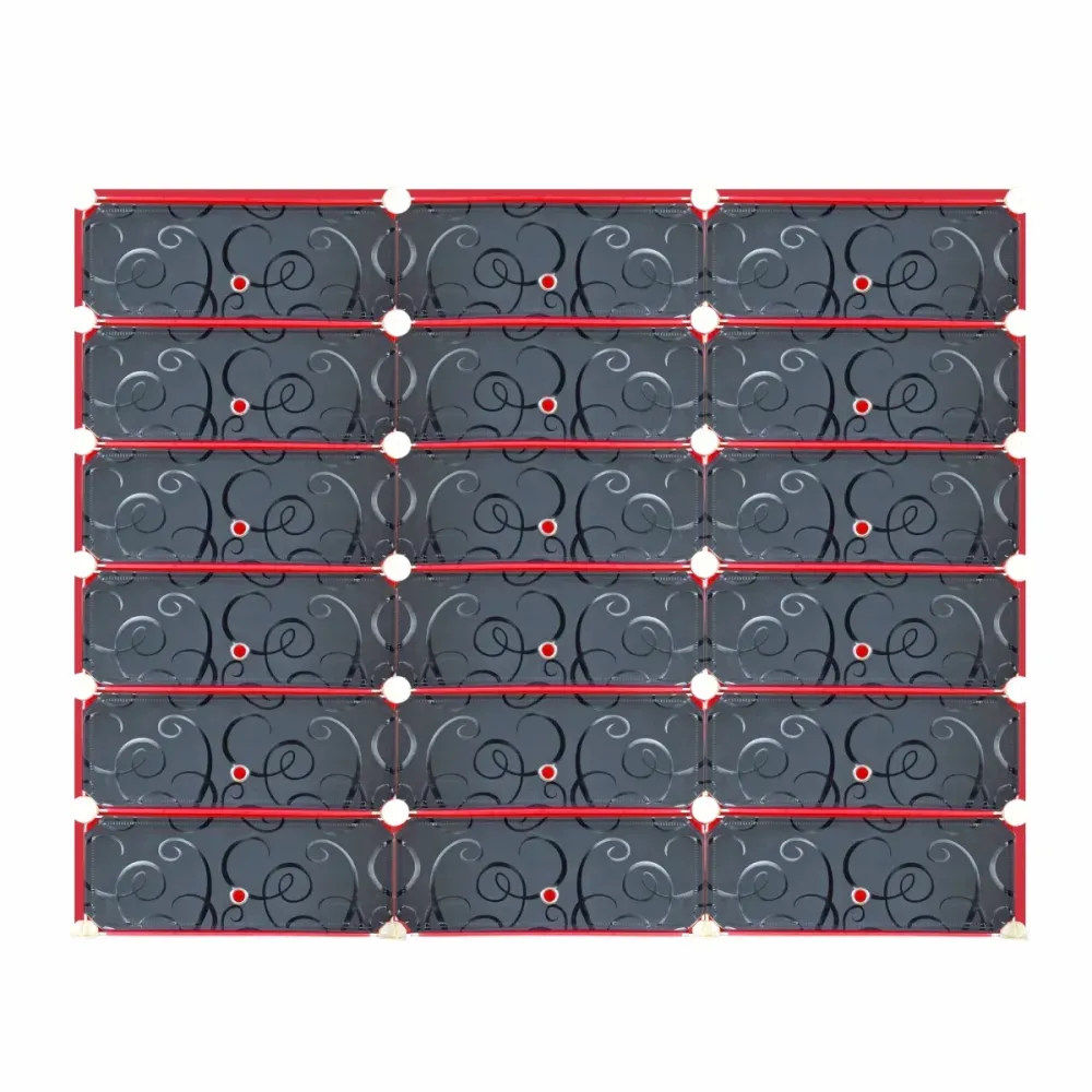 PANTOFAR 18 COMPARTIMENTE, Naimeed P18R, 135x35x108cm, Rosu/Negru