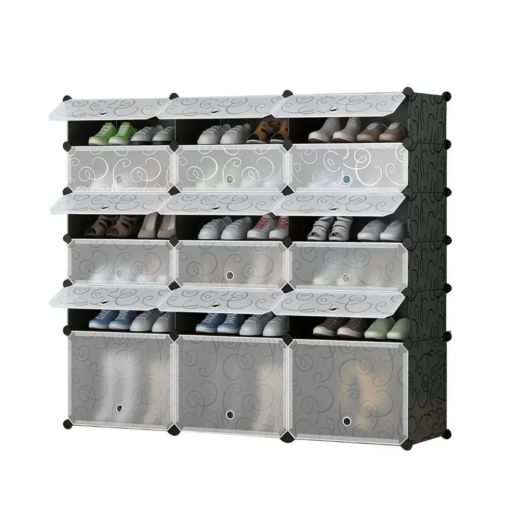 Pantofar Modular, 18 usi, Naimeed D7915, 37x110x125cm, Negru