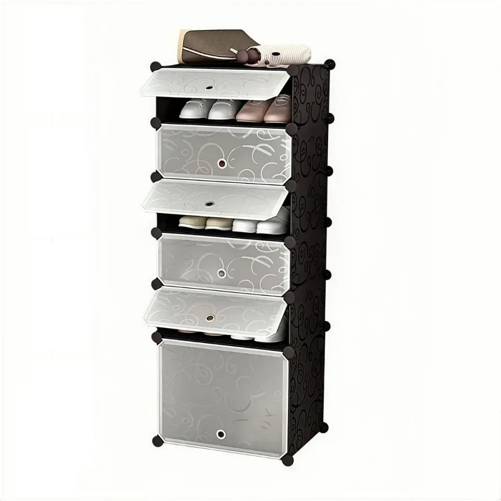 Pantofar Modular, 6 usi, Naimeed D7906, 37x37x125cm, Negru