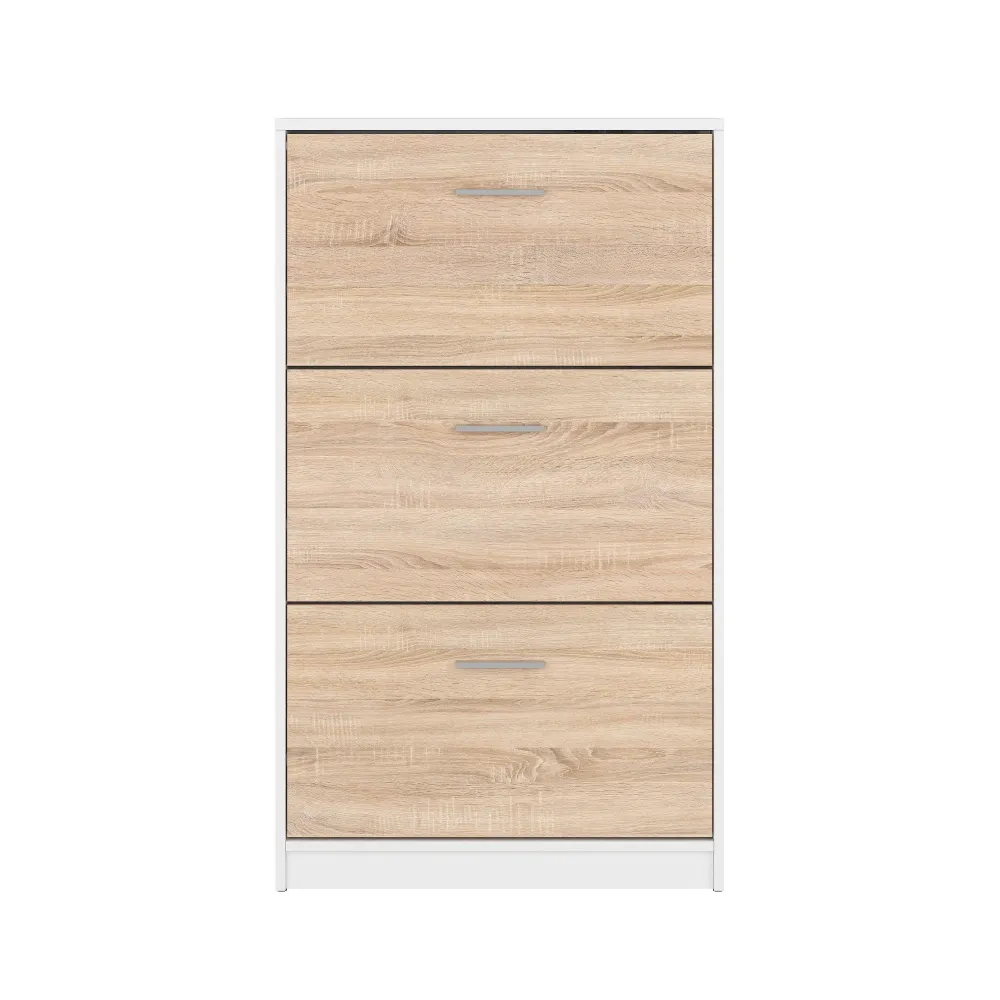 Dulap pantofi inalt cu alb-stejar sonoma NEPO PLUS, 70X17.5X120.5 CM