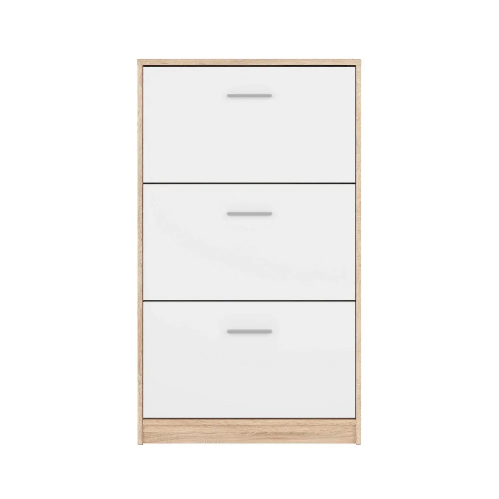 Dulap pantofi modern stejar sonoma-alb NEPO PLUS, 70X17.5X120.5 cm