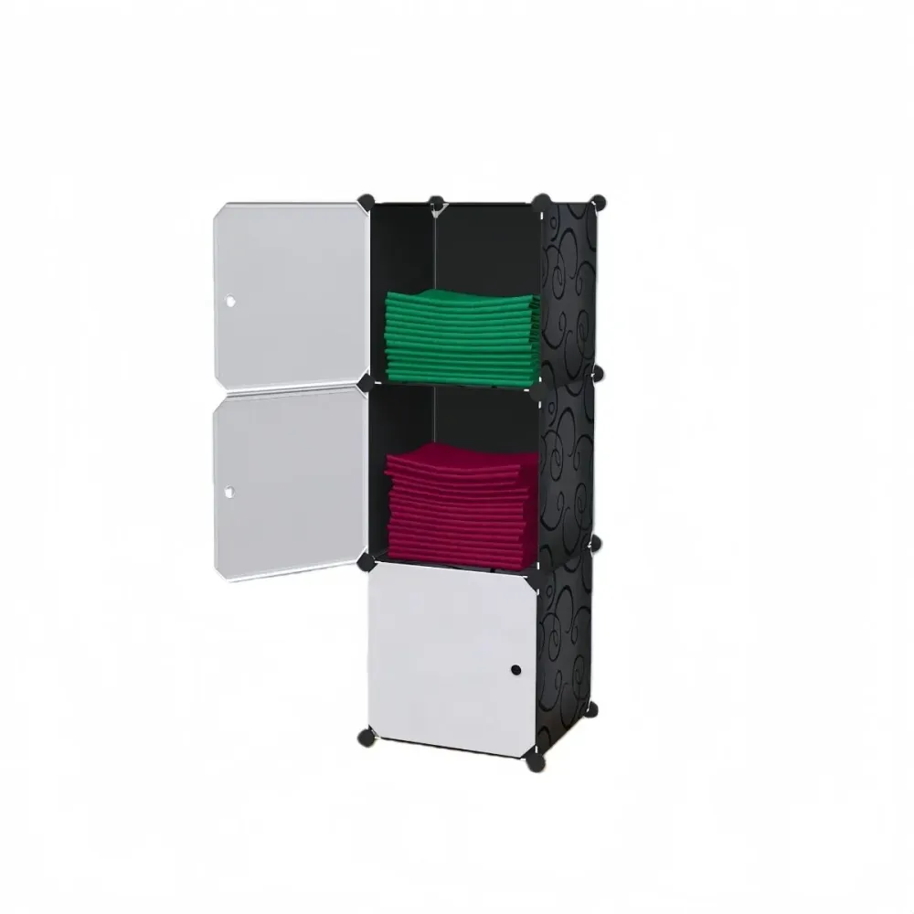 Dulap/Pantofar Modular, 3 usi, Naimeed D7922, 37x37x110cm, Alb/Negru