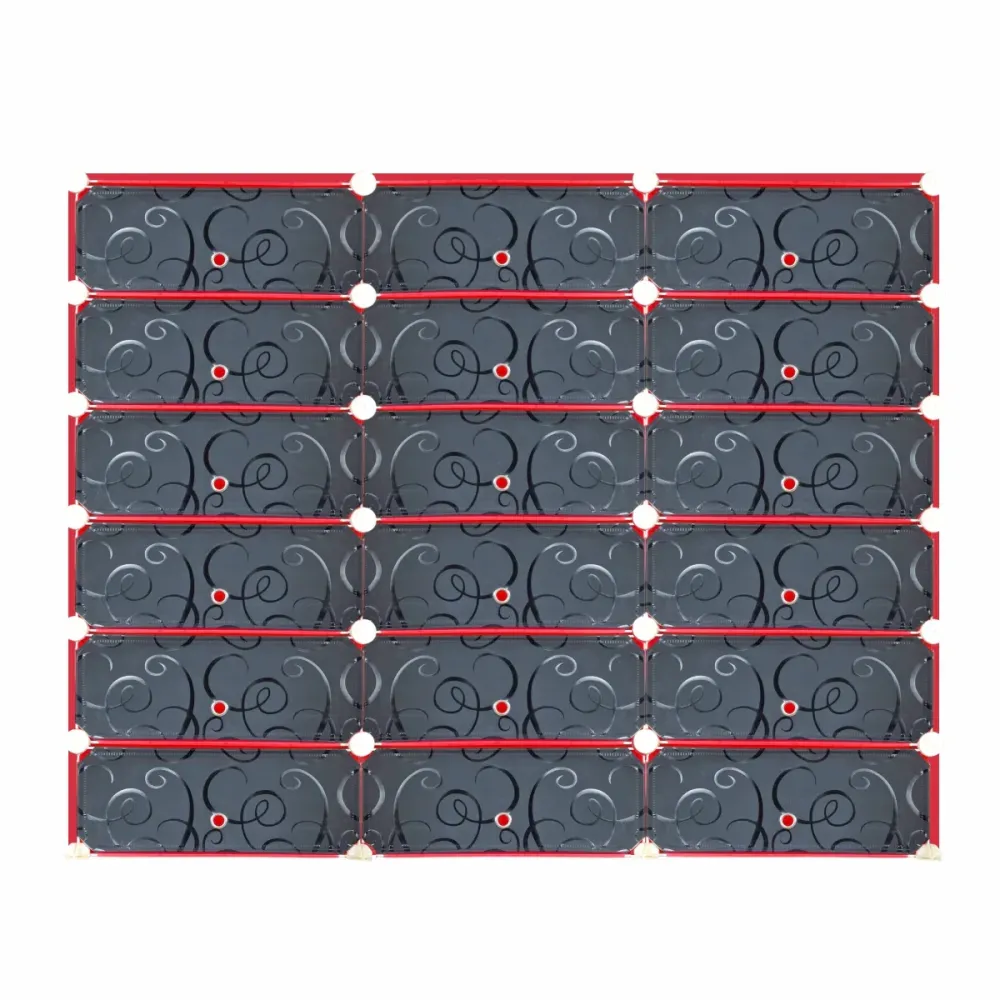 PANTOFAR 18 COMPARTIMENTE, Naimeed P18R, 135x35x108cm, Rosu/Negru