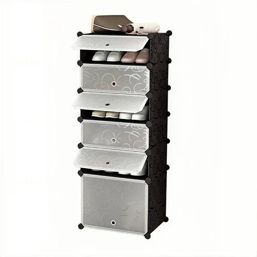 Pantofar Modular, 6 usi, Naimeed D7906, 37x37x125cm, Negru
