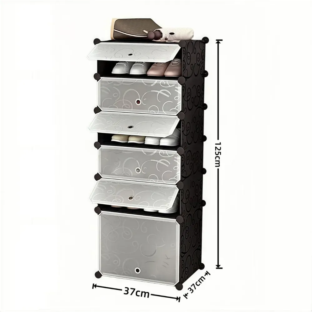 Pantofar Modular, 6 usi, Naimeed D7906, 37x37x125cm, Negru