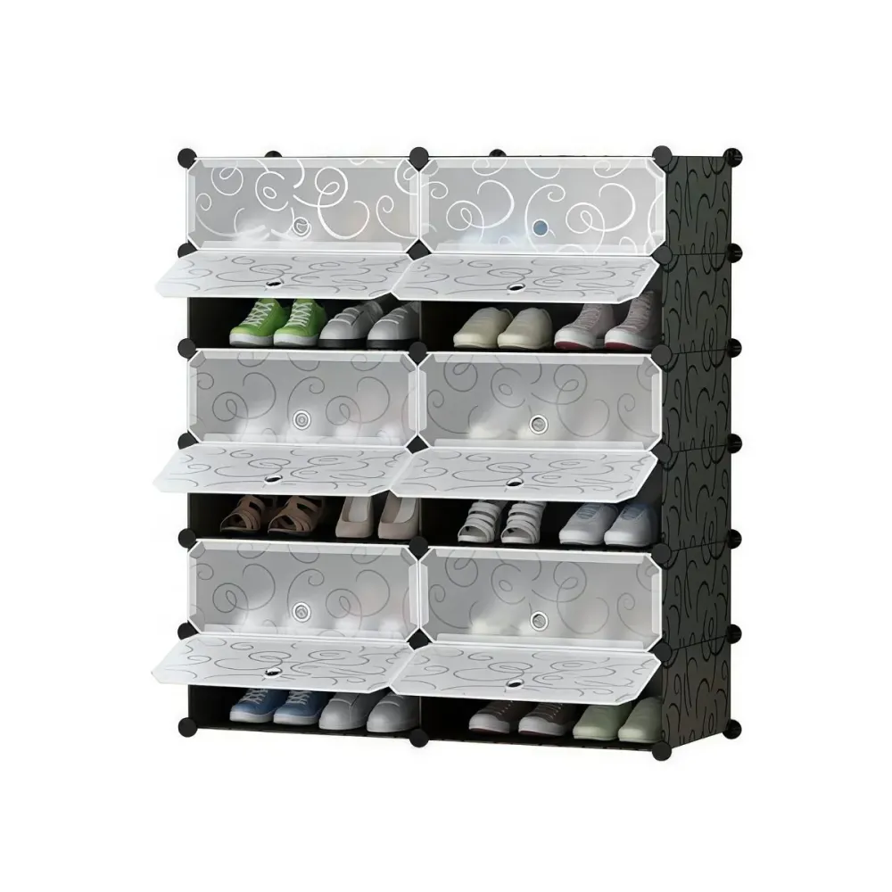 Pantofar Modular, 12 usi, Naimeed D7912, 37x95x108cm, Negru