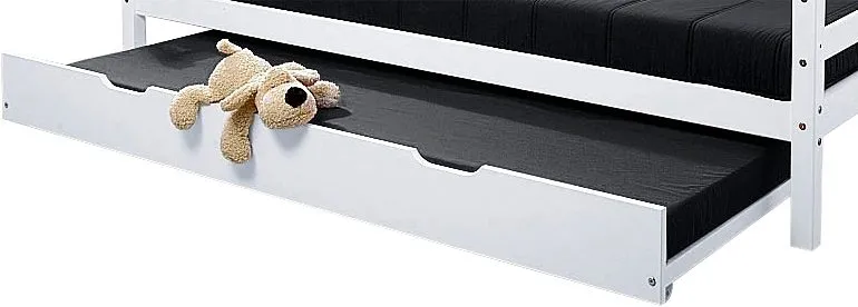 Sertar pentru pat Hoppekids din lemn de pin si Mdf alb, 191 cm latime