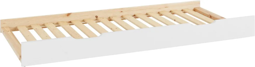 Sertar pentru pat MIT din lemn masiv alb, 200 cm lungime