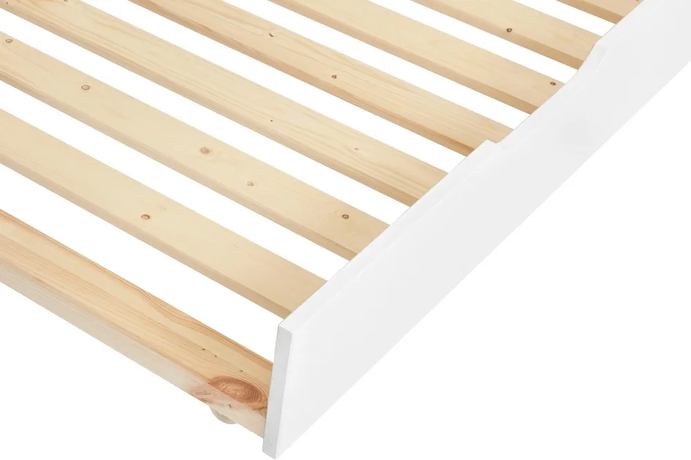 Sertar pentru pat MIT din lemn masiv alb, 200 cm lungime