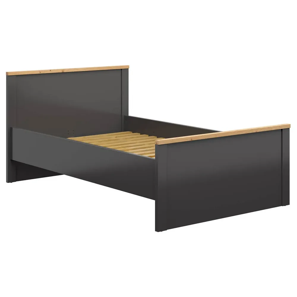 Cadru pat HESEN 120x200, gri grafit/stejar artisan, PAL