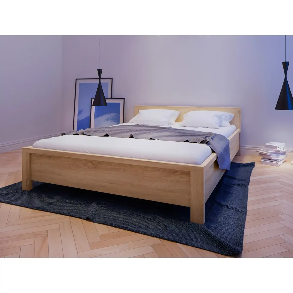 Cadru pat KASPIAN 140x200, stejar sonoma, PAL laminat