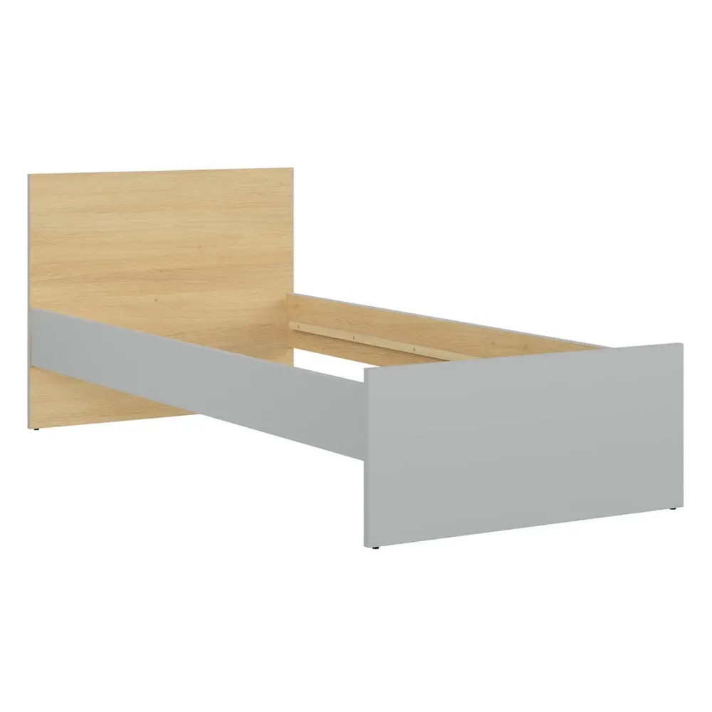 Cadru pat NANDU 90x200, stejar/gri deschis, PAL laminat