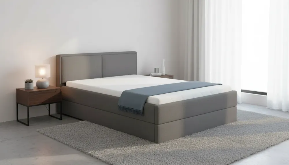 Cadru pat NEDIN 140x200, stofa clasica gri inchis - Maya 21
