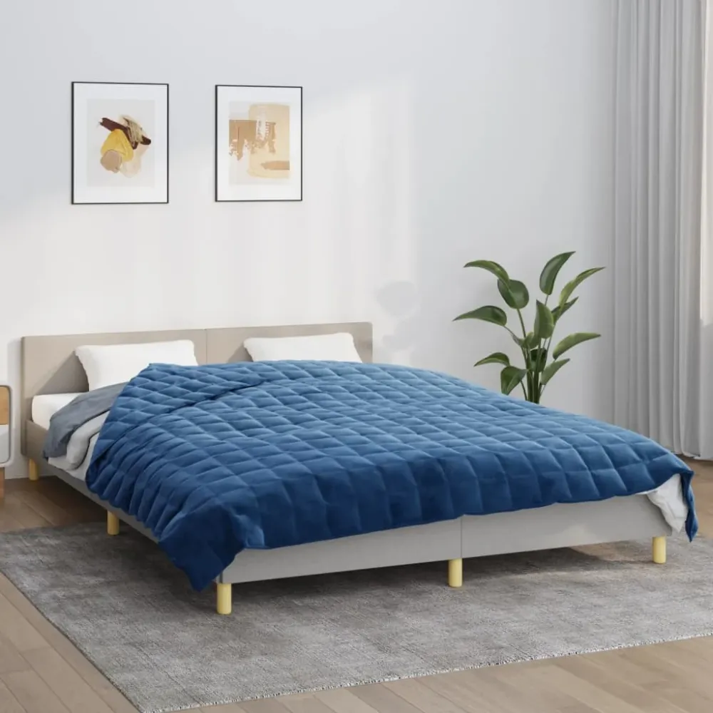 Pătură cu greutăți, albastru, 200x225 cm, 9 kg, material textil