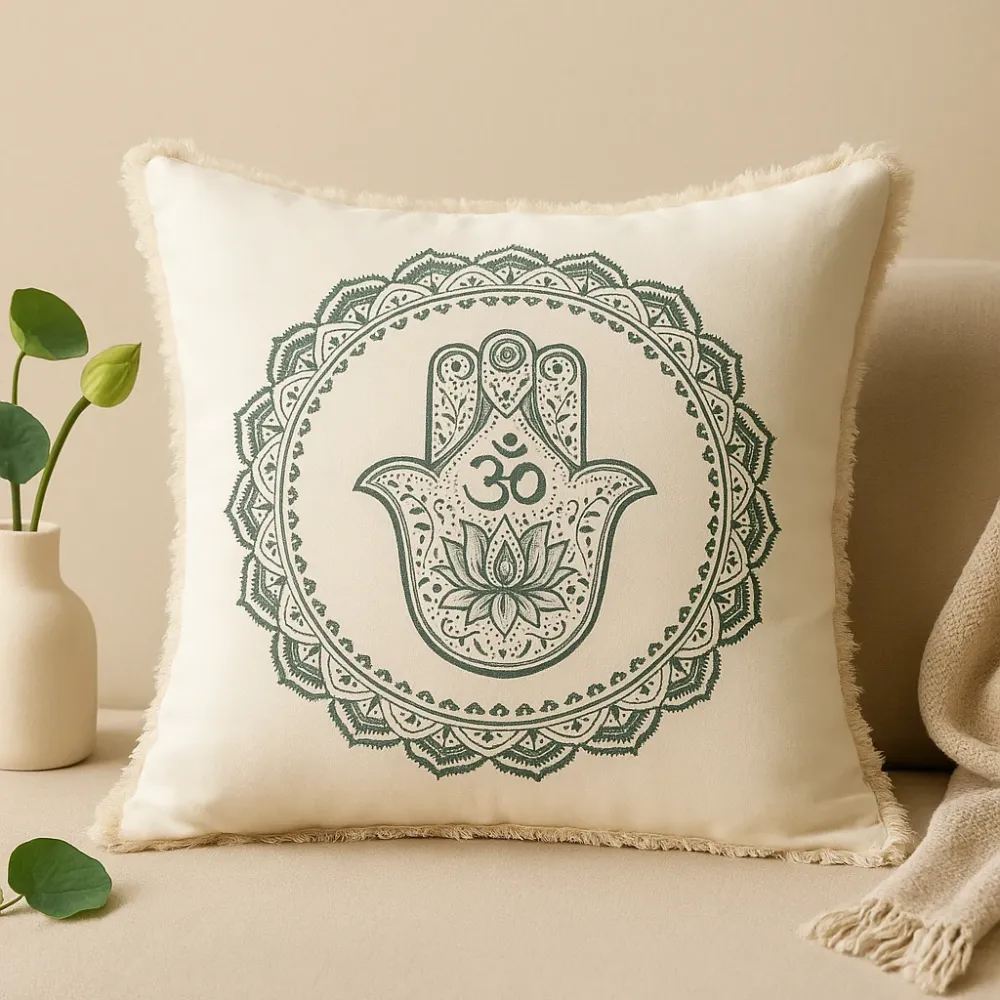 Husă de pernă Hamsa Mandala 60x60cm Verde