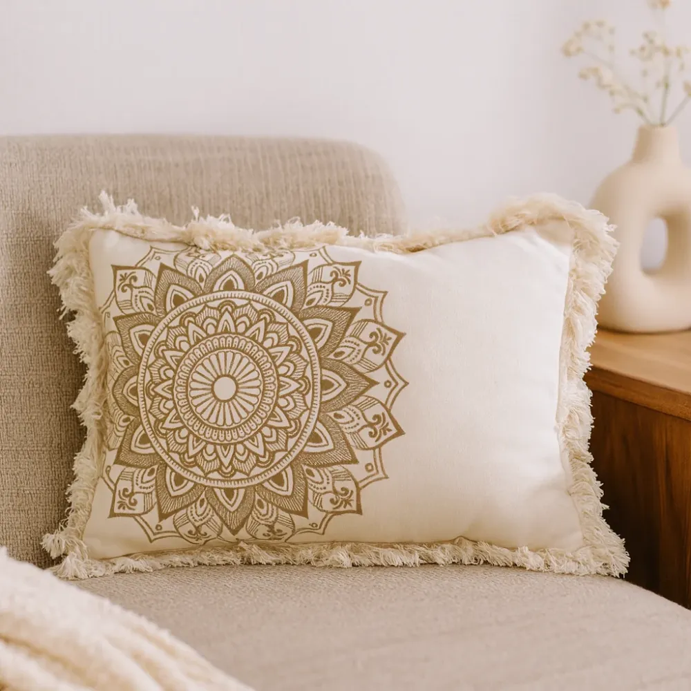 Husă de pernă Lotus Mandala 30x50 cm Bronz