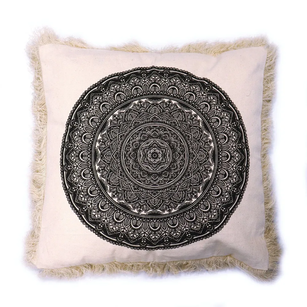 Husă de pernă Mandala 45x45cm Bumbac negru