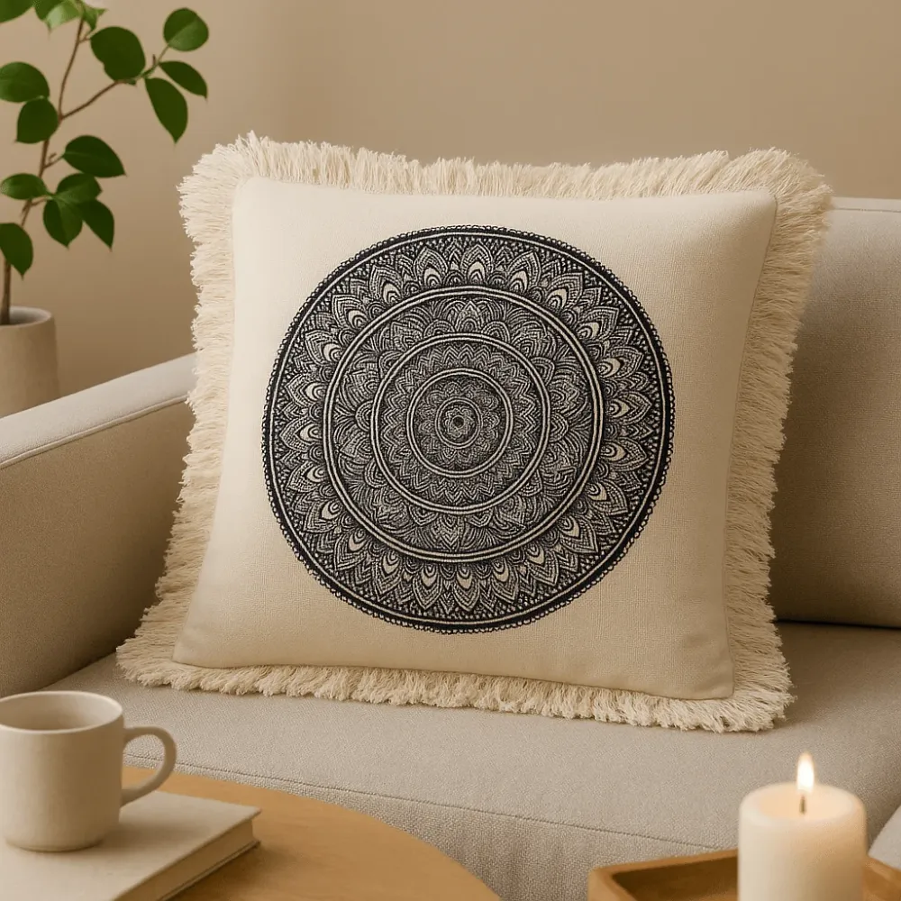 Pernă Mandala Neagră 60x60 cm