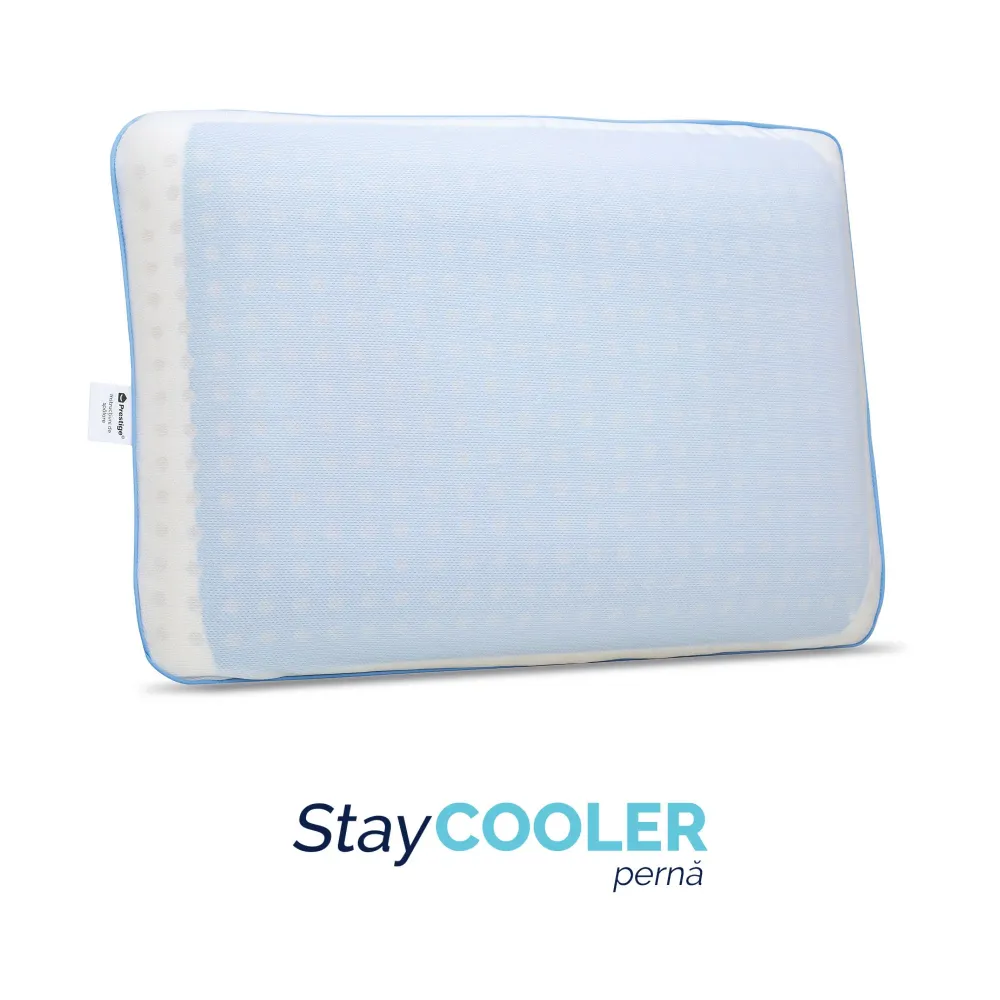 Pernă Stay Cooler, din spumă cu memorie Viscolex cu efect de răcire, husă detașabilă cu efect de ventilație al aerului, 60...