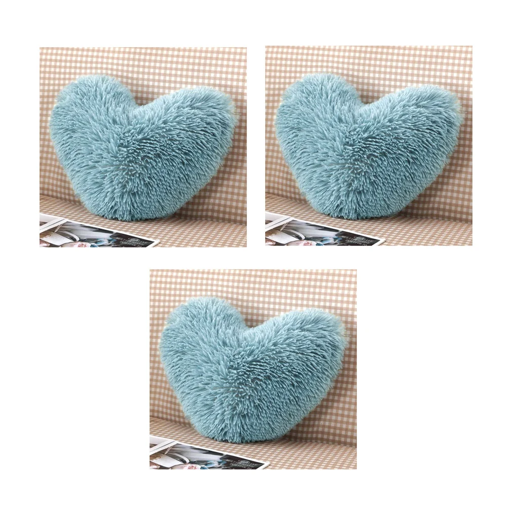 Set 3 Perne Fluffy, Model Inima, Microfibra Plusata, Bleu, J10351