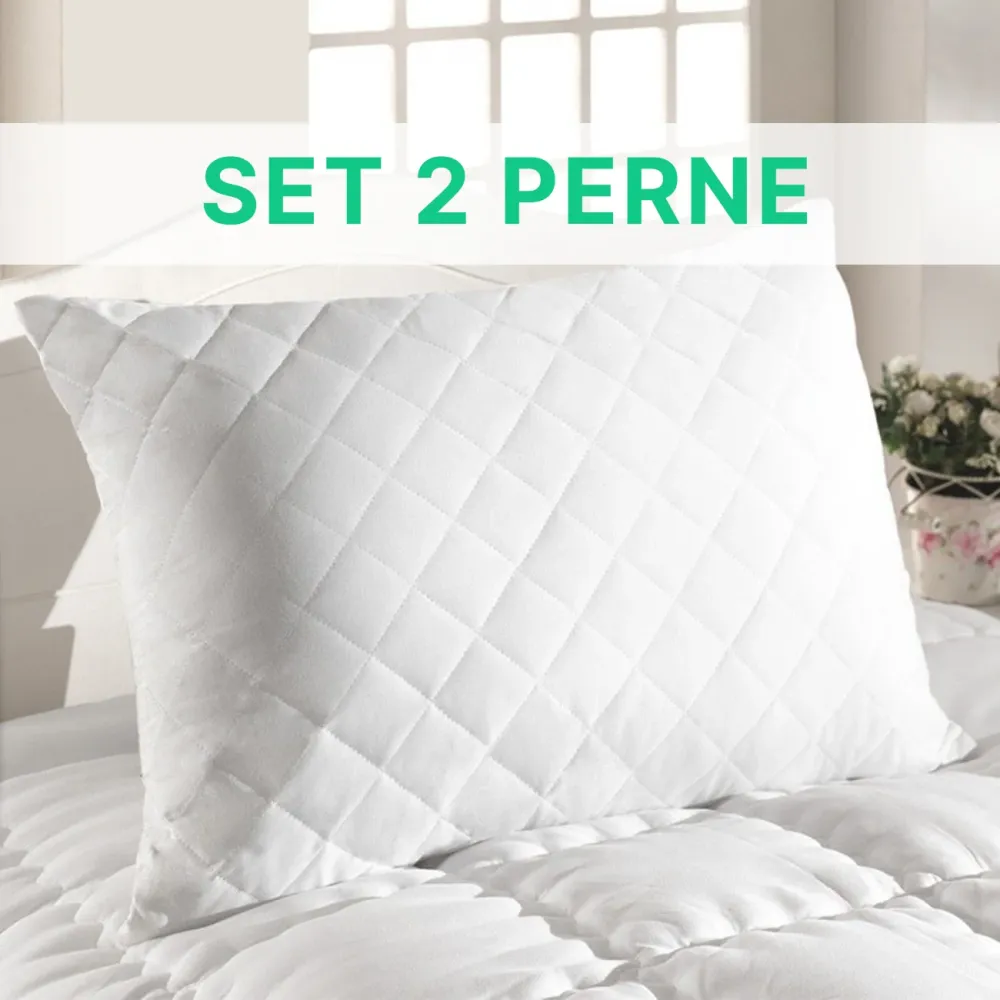 Set 2 Perne Simple, Antialergice, 50x70 cm, Alb, ST2071
