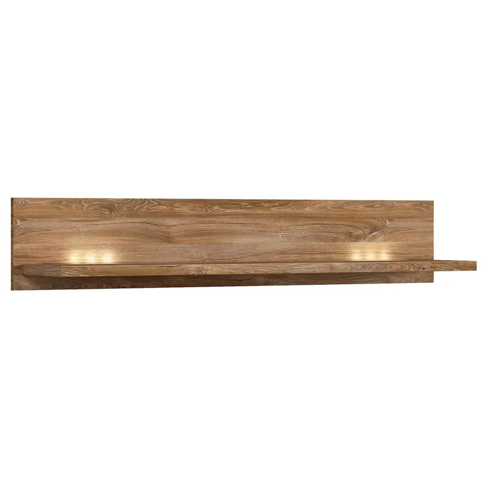Polita GENT, stejar, PAL, cu iluminare LED, 139x27x25 cm