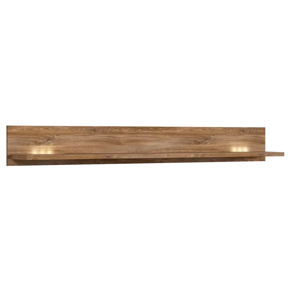 Polita GENT, stejar, PAL, cu iluminare LED, 200x27x25 cm