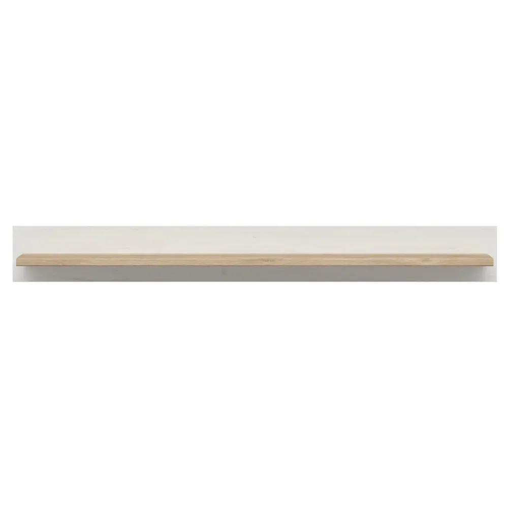 Polita LOKSA, alb/stejar, PAL laminat, 143x24x17 cm