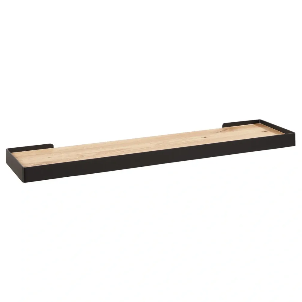 Polita RICKY, stejar/negru, 60x15x3 cm