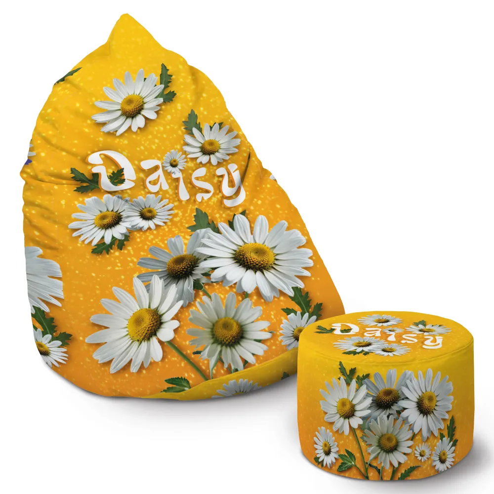 SEATTLE Puff + Footstool Daisy