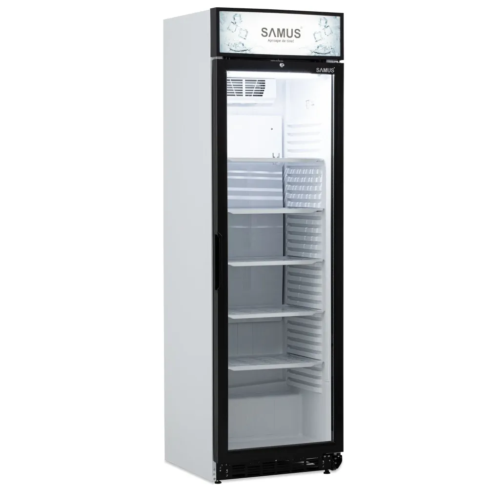 Vitrina frigorifica Samus VS380D | 352L, 5 rafturi, LED, culoare alb-negru