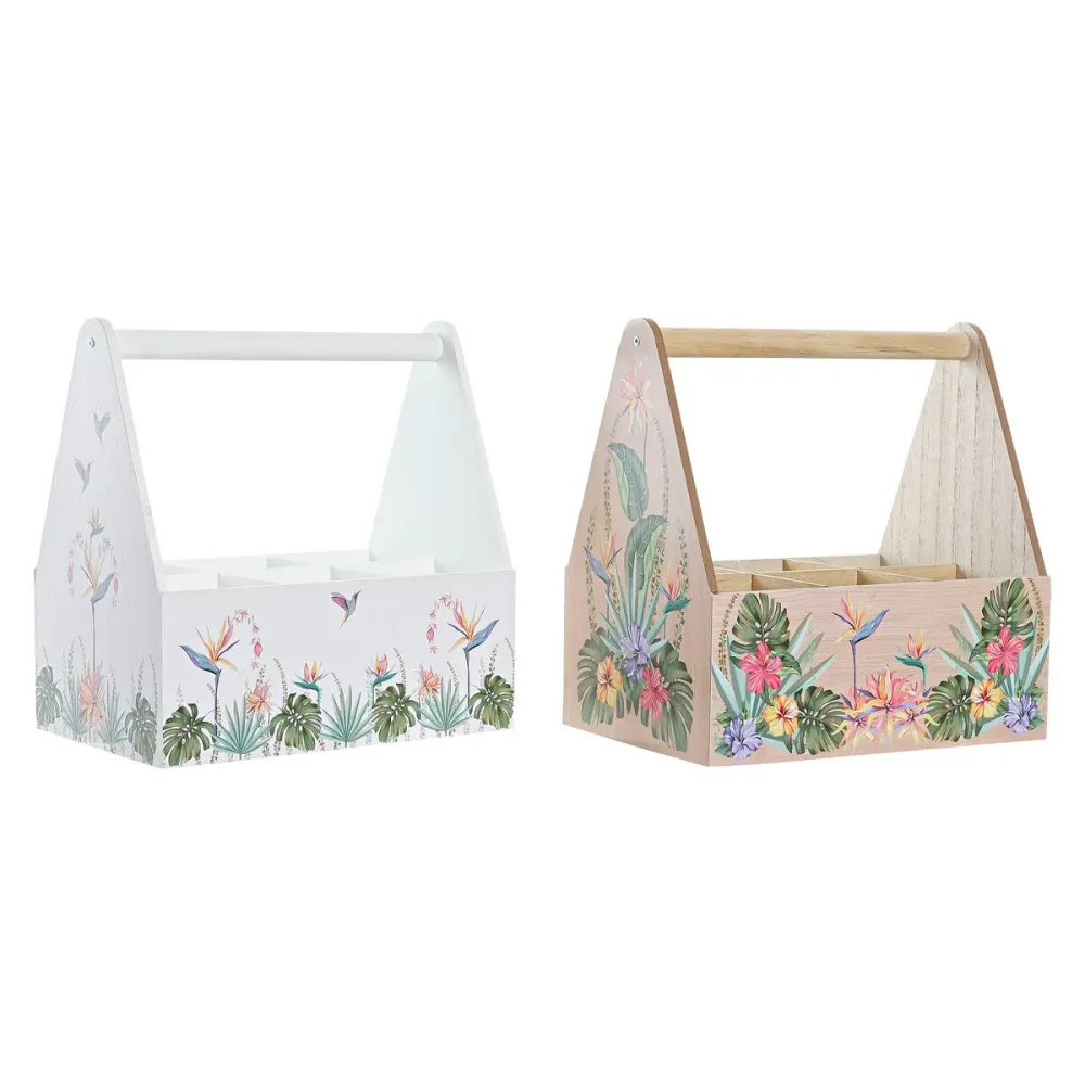 Suport pentru Sticle DKD Home Decor Multicolor Lemn MDF 24 x 16,5 x 25 cm (2 Unități)