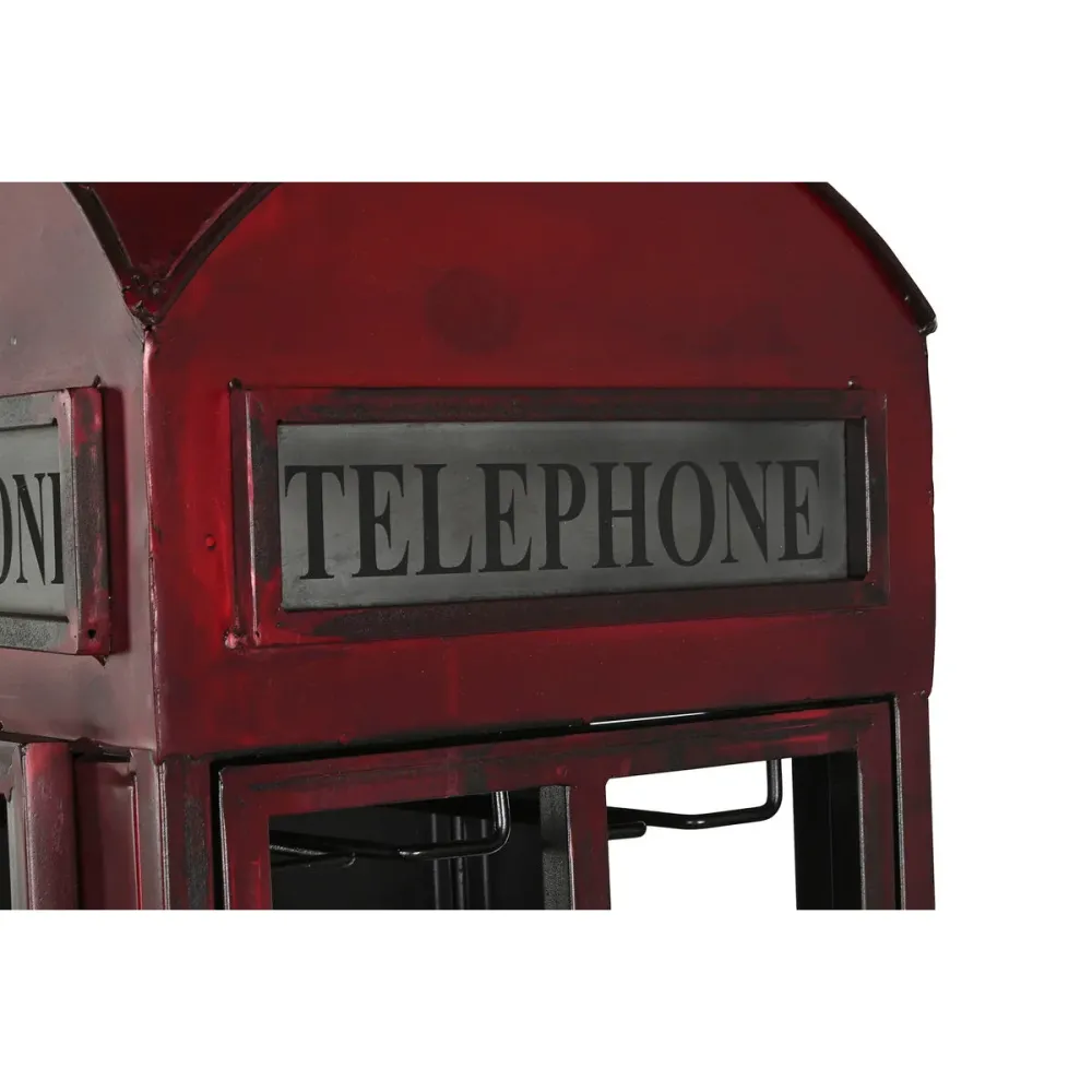 Suport pentru Sticle DKD Home Decor Telephone Negru Roșu Gri închis Metal 40 x 38 x 175 cm