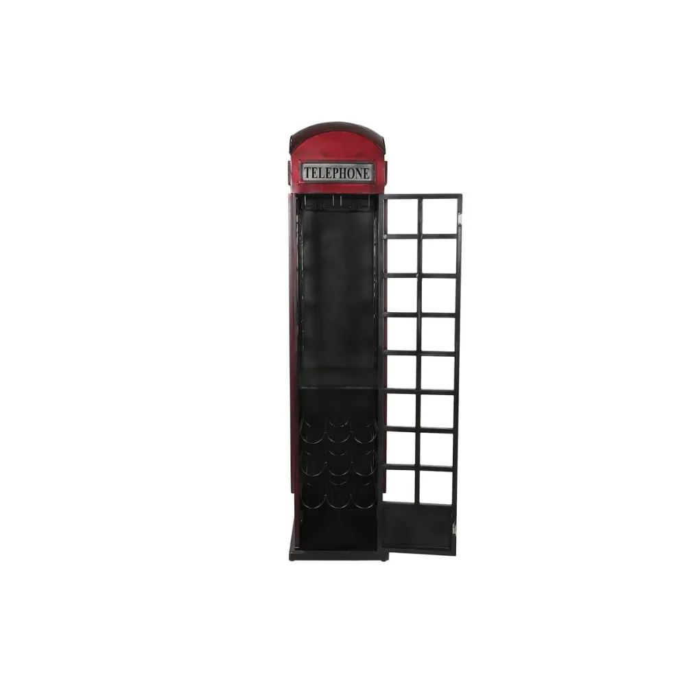 Suport pentru Sticle DKD Home Decor Telephone Negru Roșu Gri închis Metal 40 x 38 x 175 cm