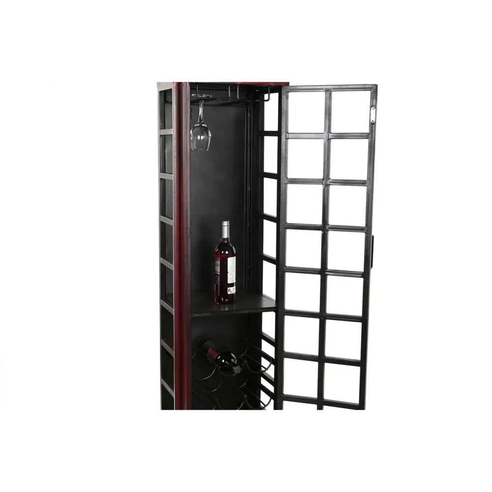 Suport pentru Sticle DKD Home Decor Telephone Negru Roșu Gri închis Metal 40 x 38 x 175 cm
